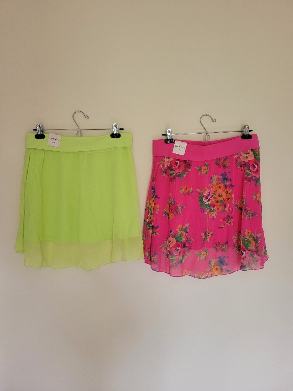 NWT Bundle of 2 Aeropostale Fairy Flowy Lime Green and Pink Floral Skirts Large